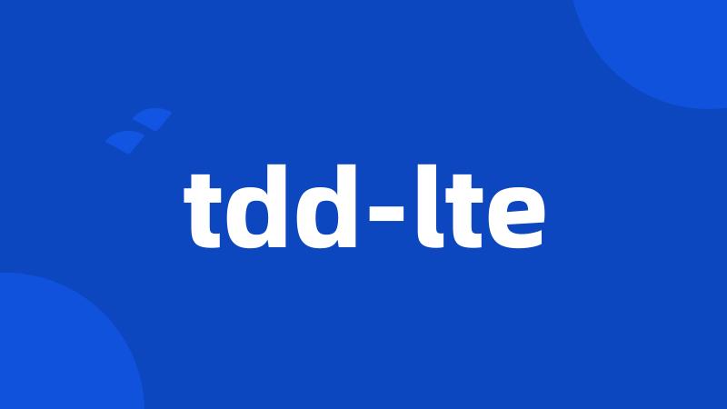 tdd-lte