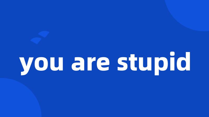 you are stupid