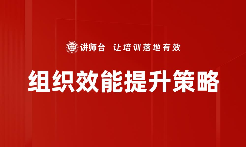 组织效能提升策略