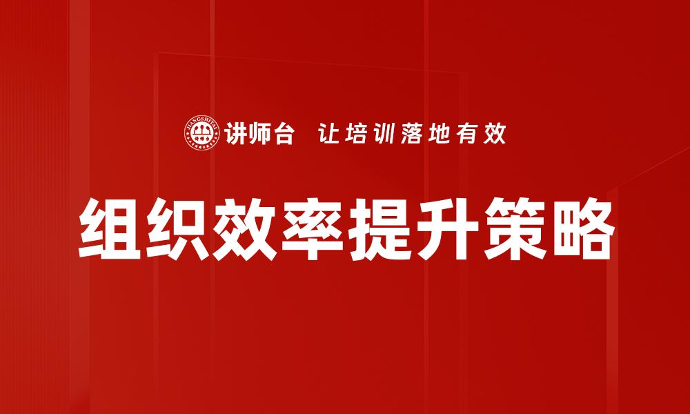 文章提升组织效率的关键策略与实践分享的缩略图