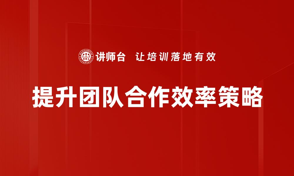 文章提升团队合作效率的五大关键策略的缩略图