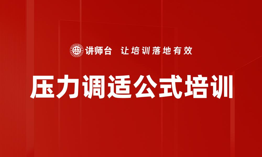文章压力调适公式培训的缩略图